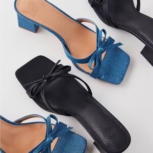 UO Denim Charlie Bow Mule Heel